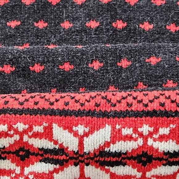 Croft & Barrow Cardigan Women L Black Red White Geo Christams Boho Soft Chenille - Picture 10 of 13